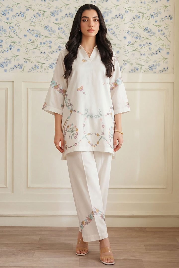 5946-INDIGO EMBROIDERED CAMBRIC STITCHED