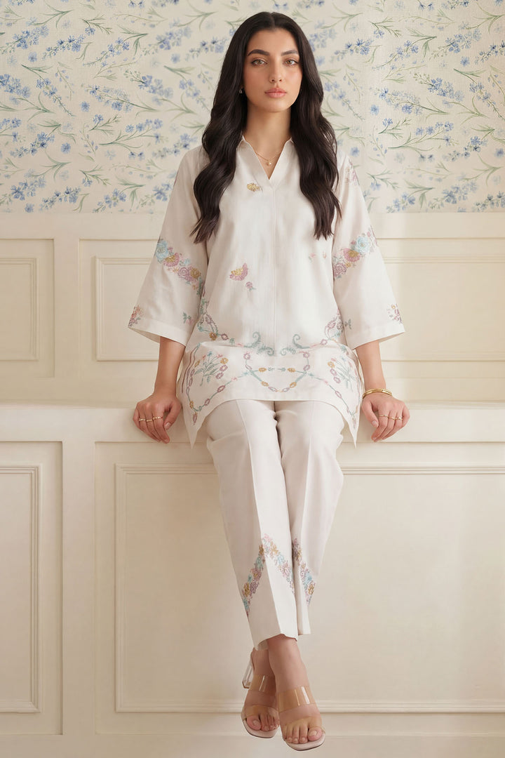 5946-INDIGO EMBROIDERED CAMBRIC STITCHED