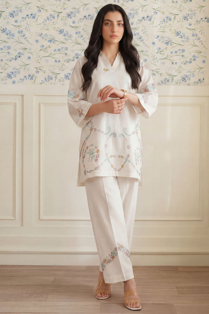 5946-INDIGO EMBROIDERED CAMBRIC STITCHED