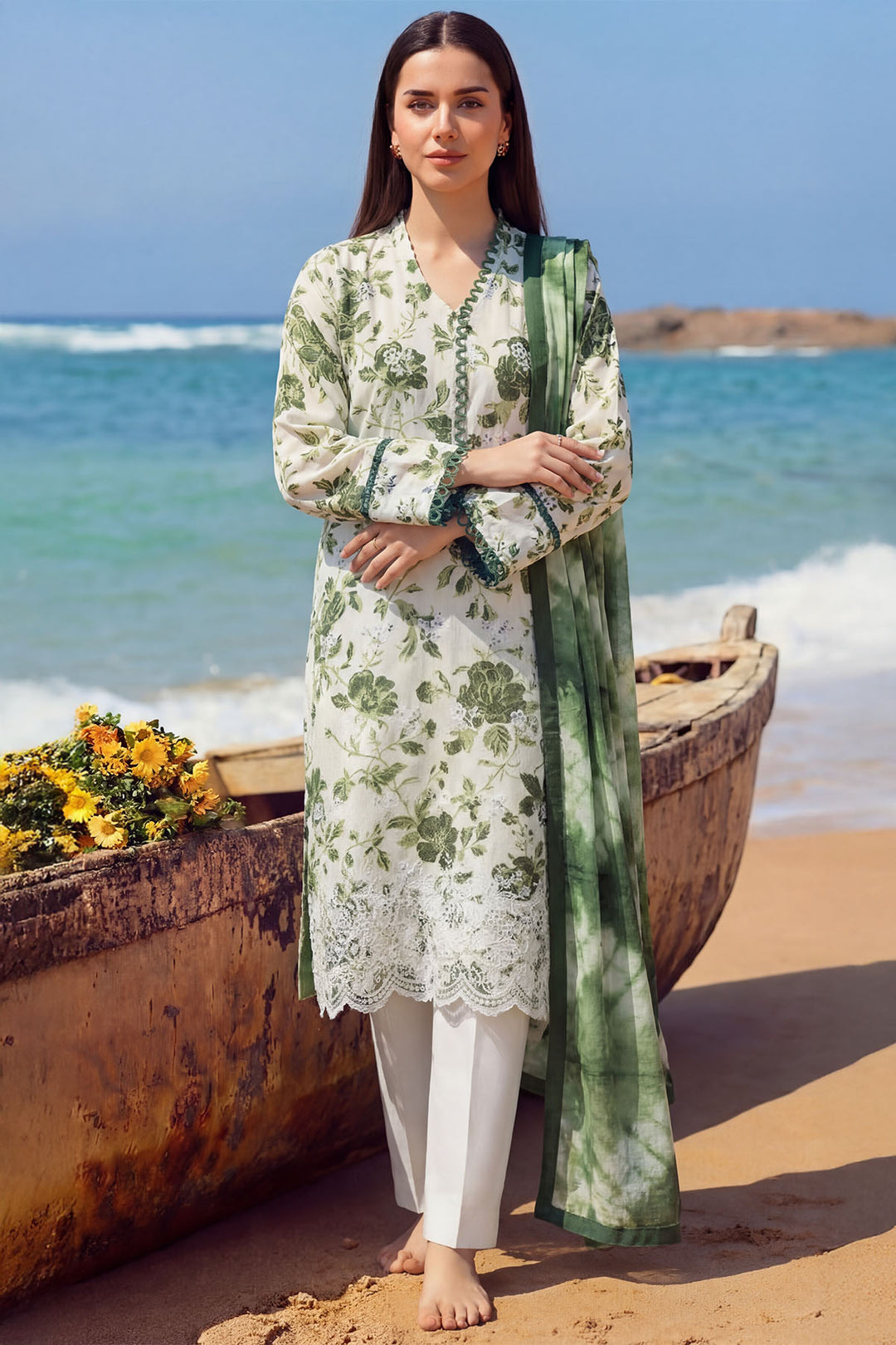 6001-FLAME EMBROIDERED LAWN UNSTITCHED