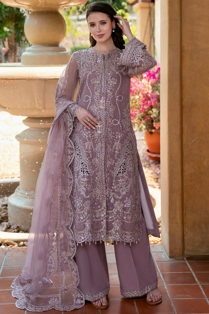6072-CARNTION EMBROIDERED ORGANZA UNSTITCHED
