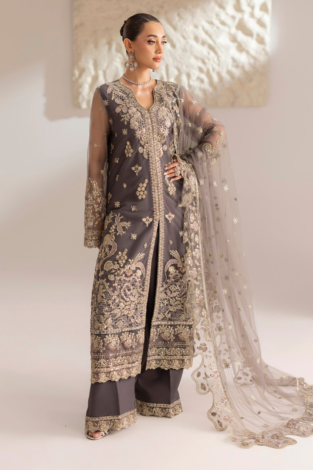 6073-LUNA EMBROIDERED SILK NET UNSTITCHED