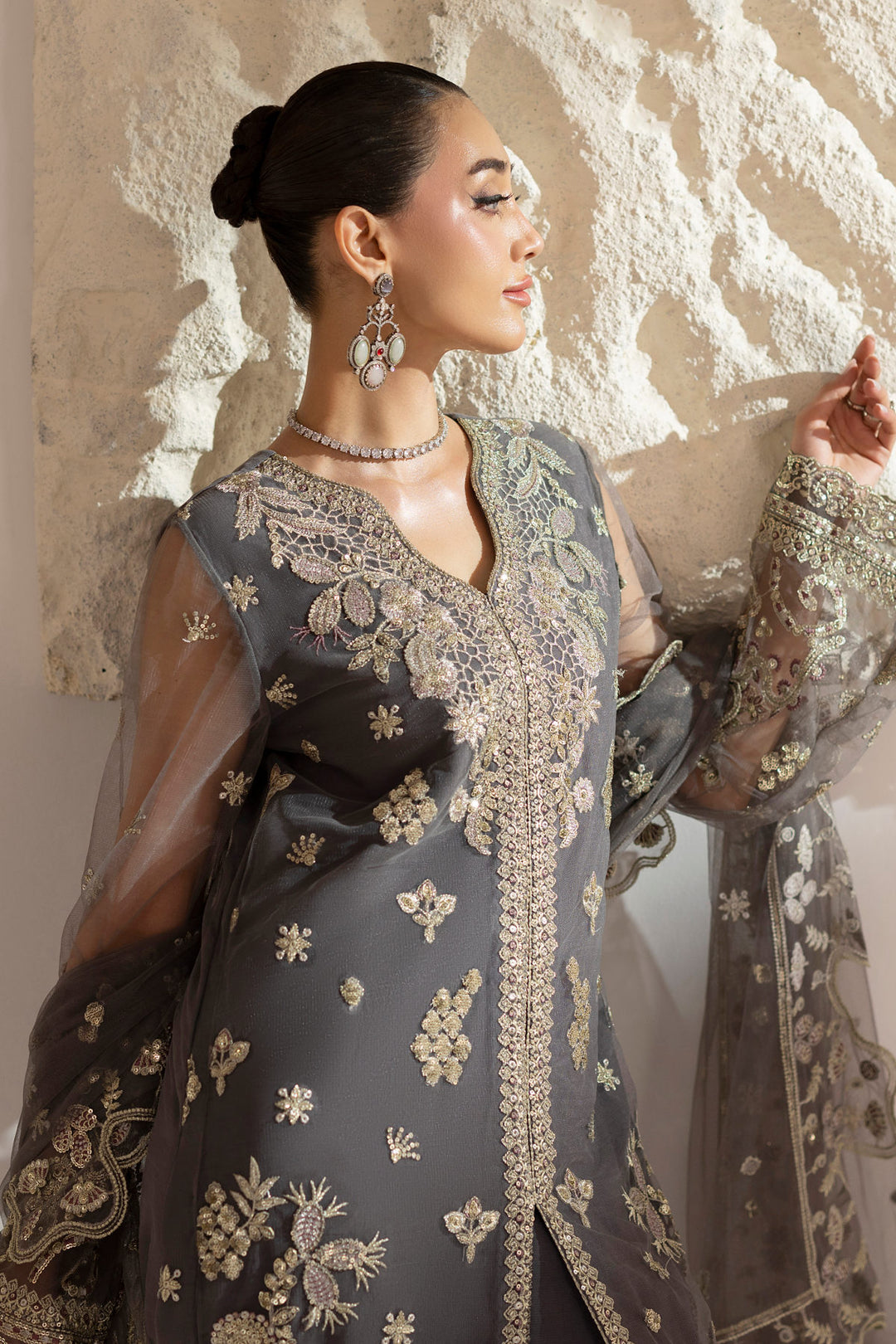 6073-LUNA EMBROIDERED SILK NET UNSTITCHED