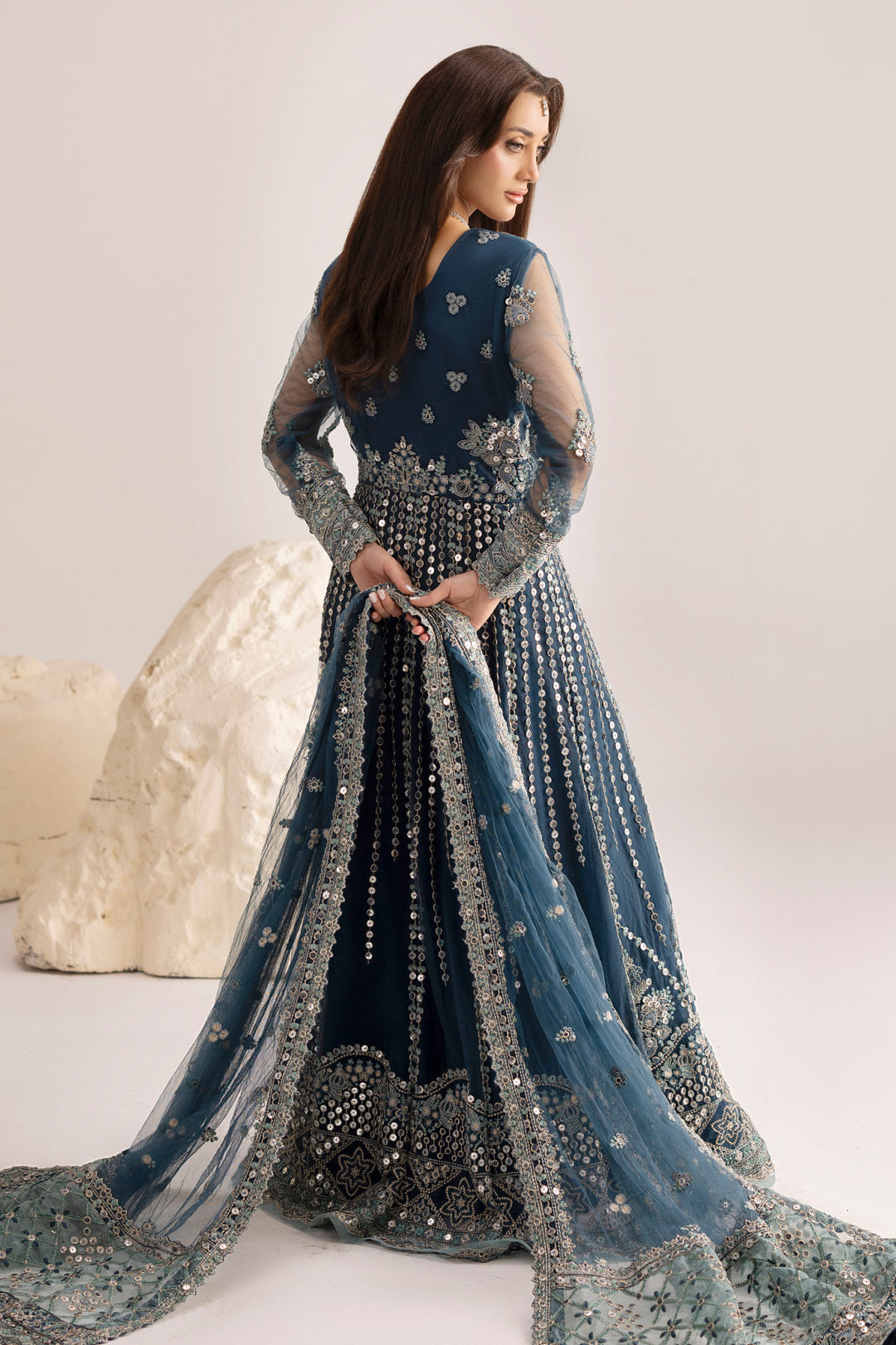 6079-NORA EMBROIDERED SILK NET UNSTITCHED
