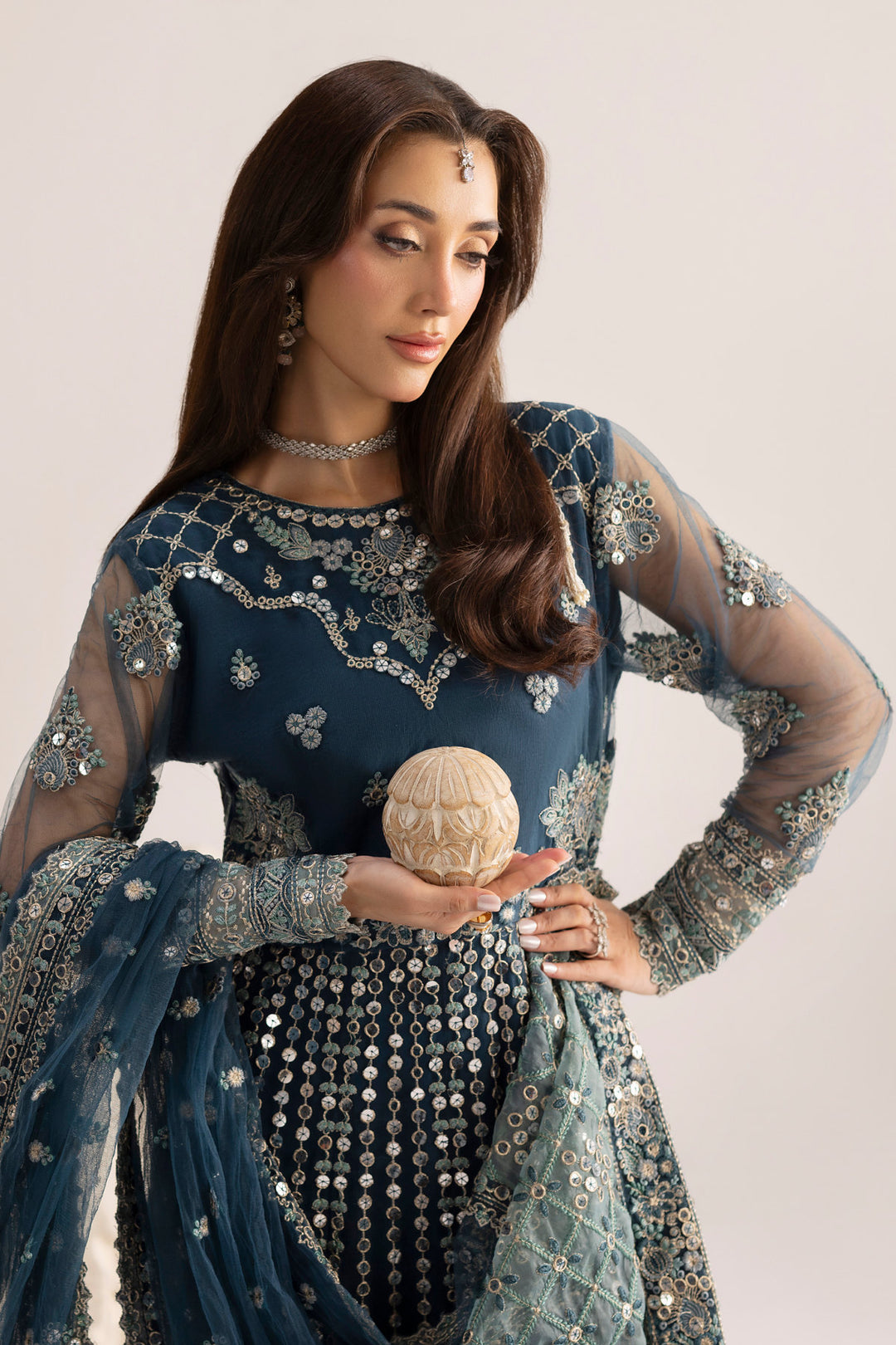6079-NORA EMBROIDERED SILK NET UNSTITCHED