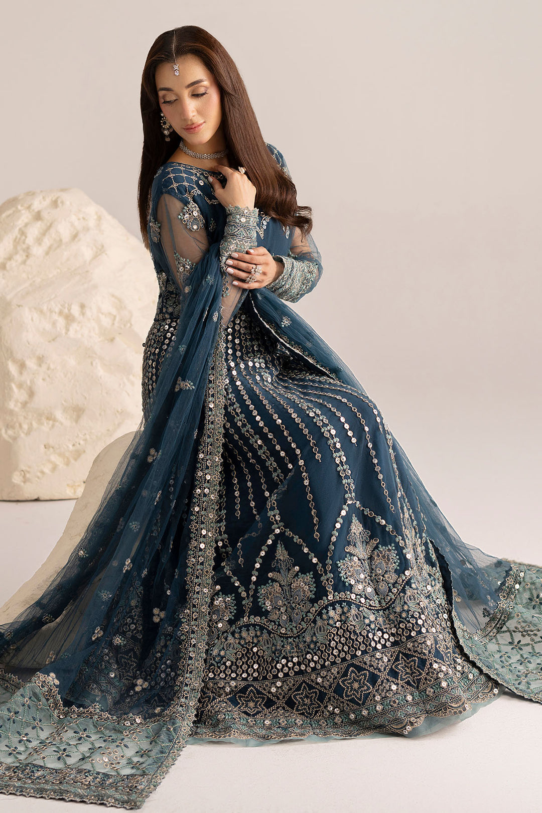 6079-NORA EMBROIDERED SILK NET UNSTITCHED