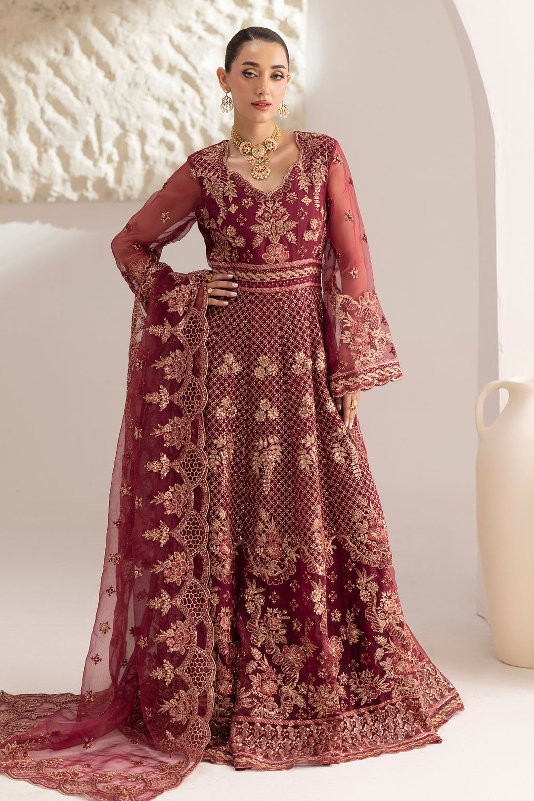 6080-BELLA EMBROIDERED ORGANZA UNSTITCHED