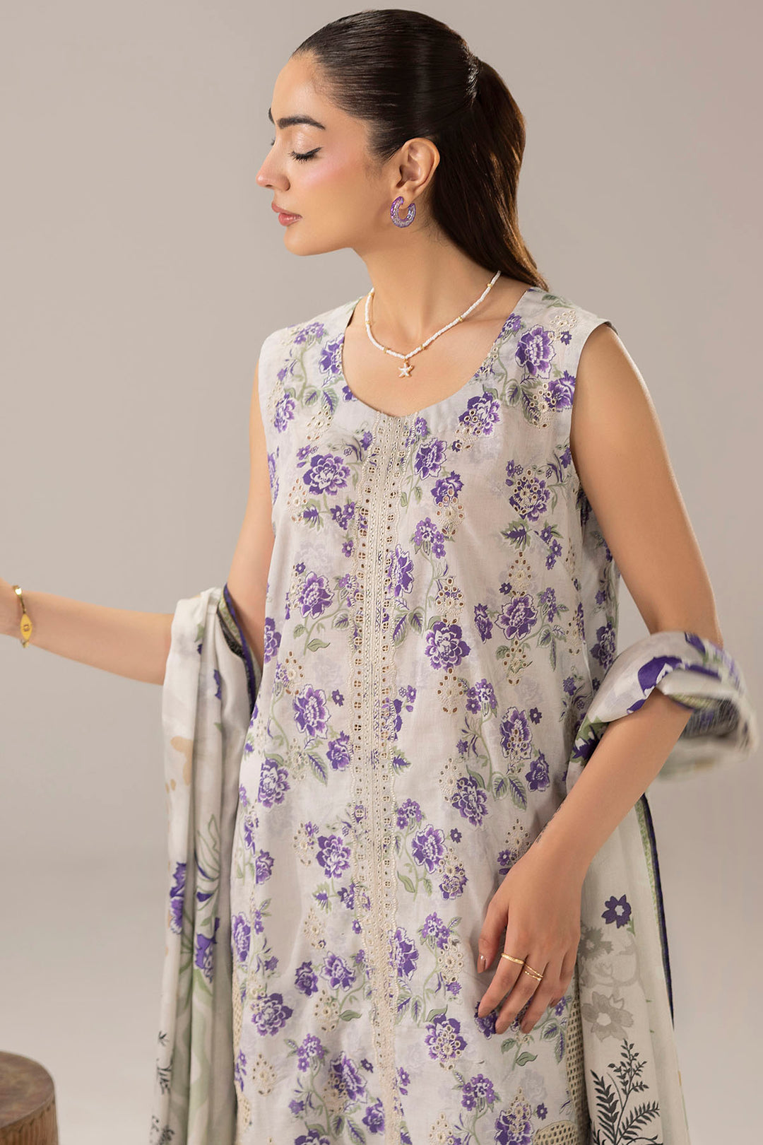 6135-HAZEL EMBROIDERED LAWN STITCHED
