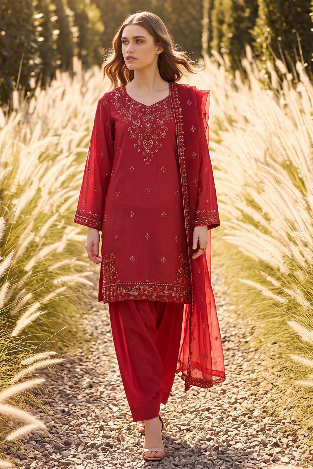 6178-ZYRA EMBROIDERED CAMBRIC STITCHED