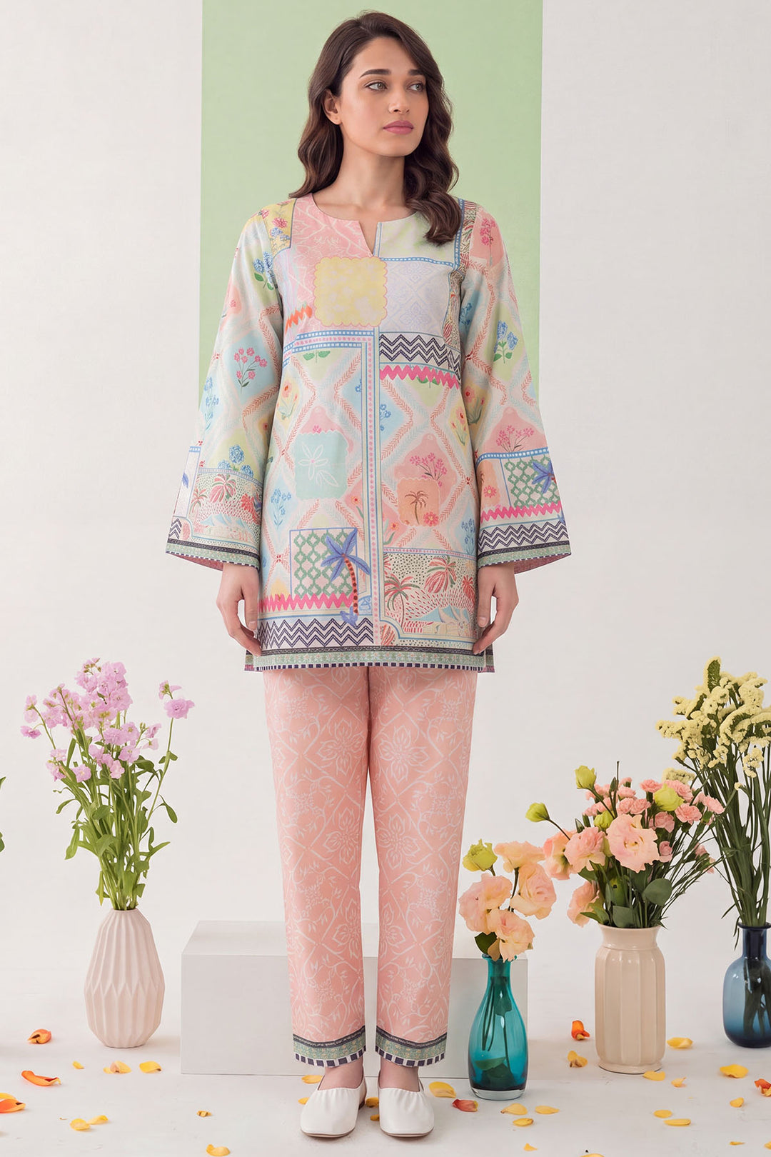 6202-REINE DIGITAL PRINTED CAMBRIC STITCHED