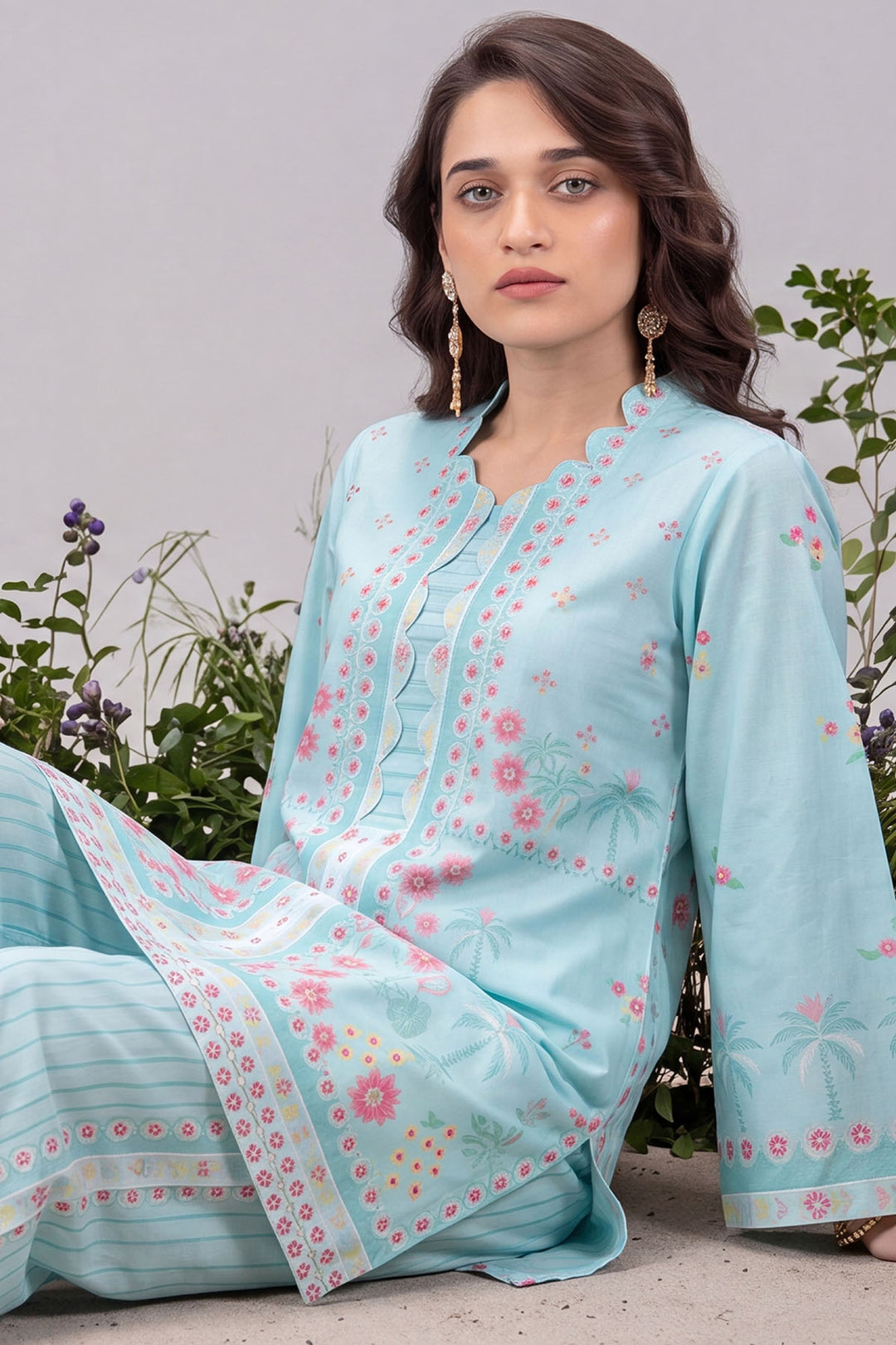 6209-BELLA DIGITAL PRINTED CAMBRIC STITCHED