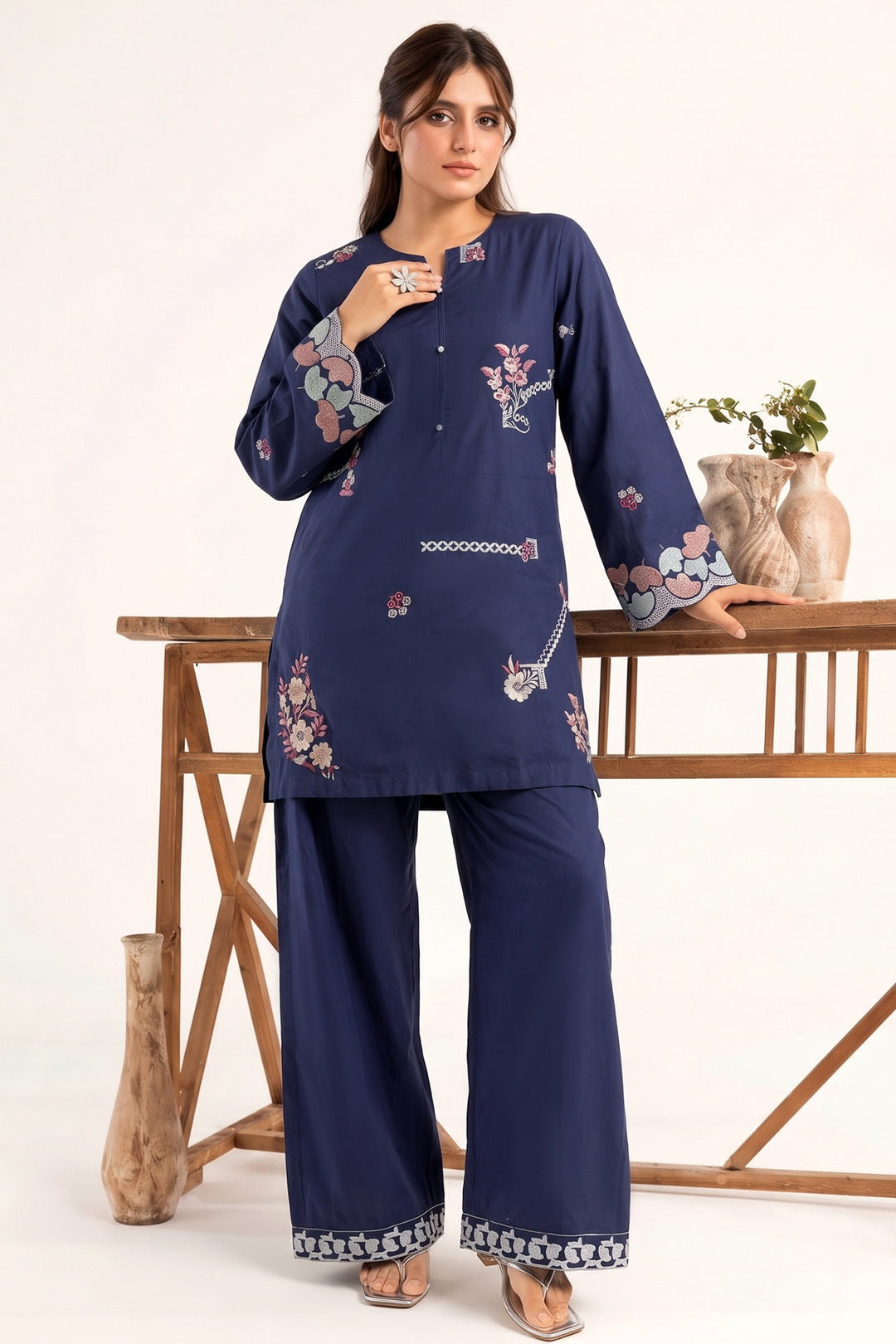 6238-RUBY EMBROIDERED LAWN STITCHED