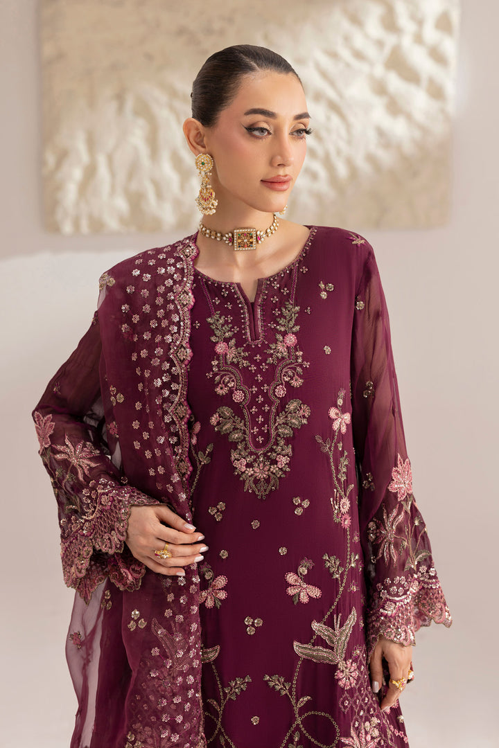 6260-FAWN EMBROIDERED CRINKLE CHIFFON UNSTITCHED