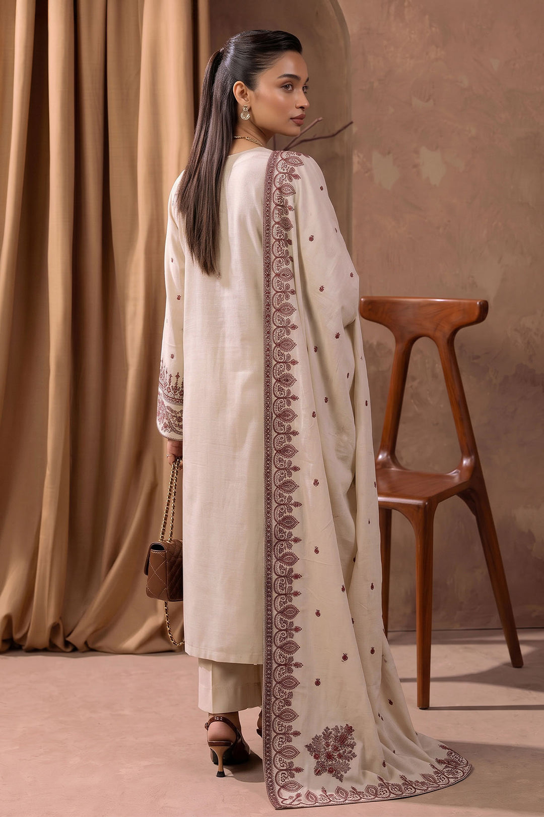 6275-AFRA EMBROIDERED KHADDAR STITCHED