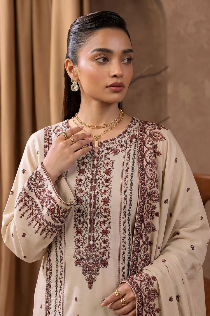 6275-AFRA EMBROIDERED KHADDAR STITCHED
