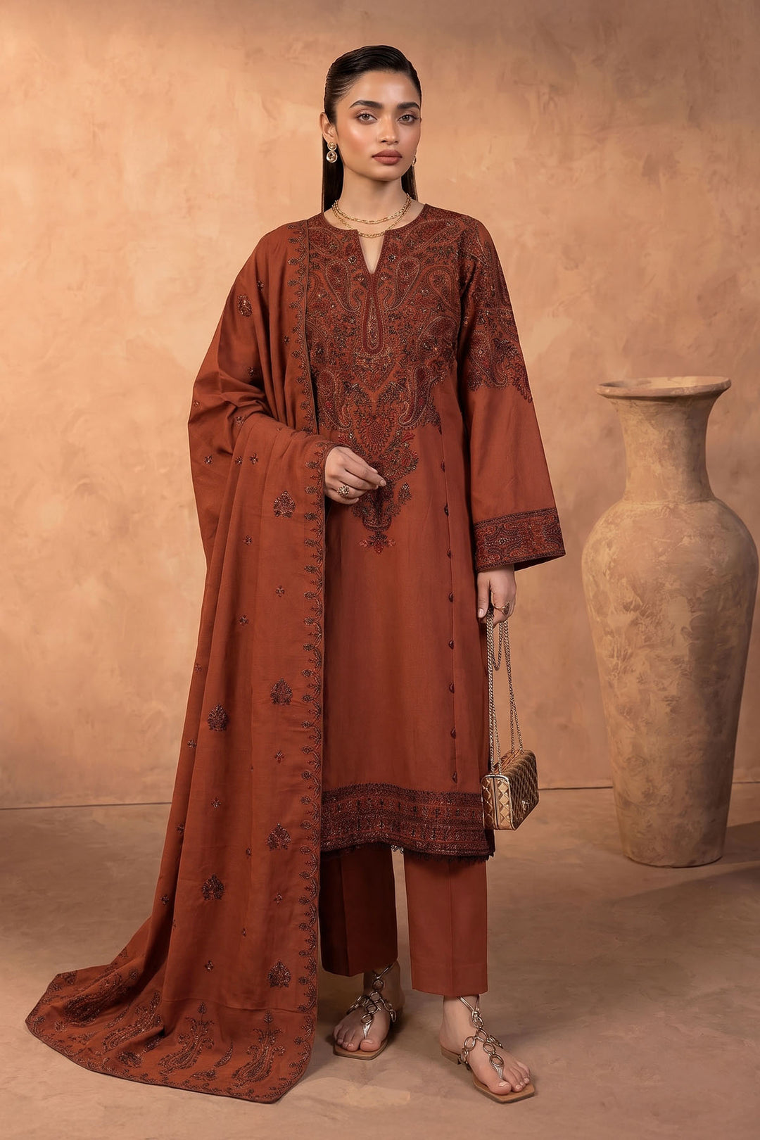 6276-IRIS EMBROIDERED KHADDAR STITCHED