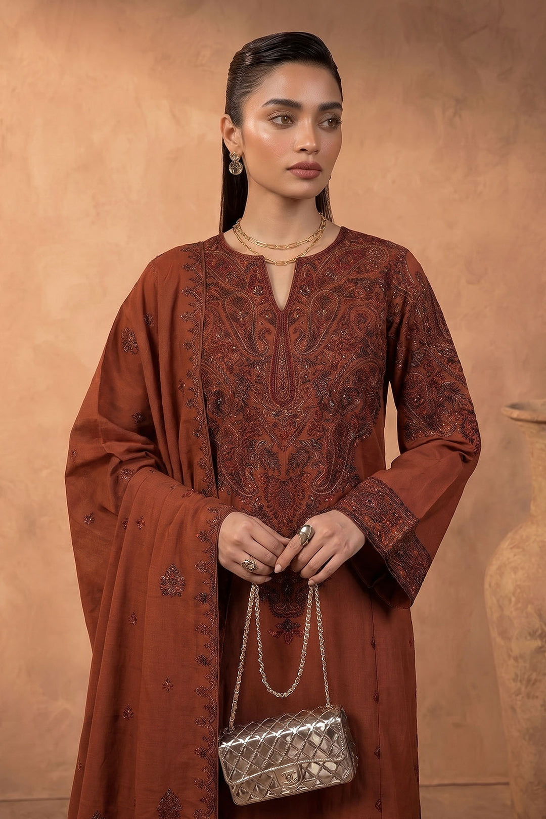 6276-IRIS EMBROIDERED KHADDAR STITCHED