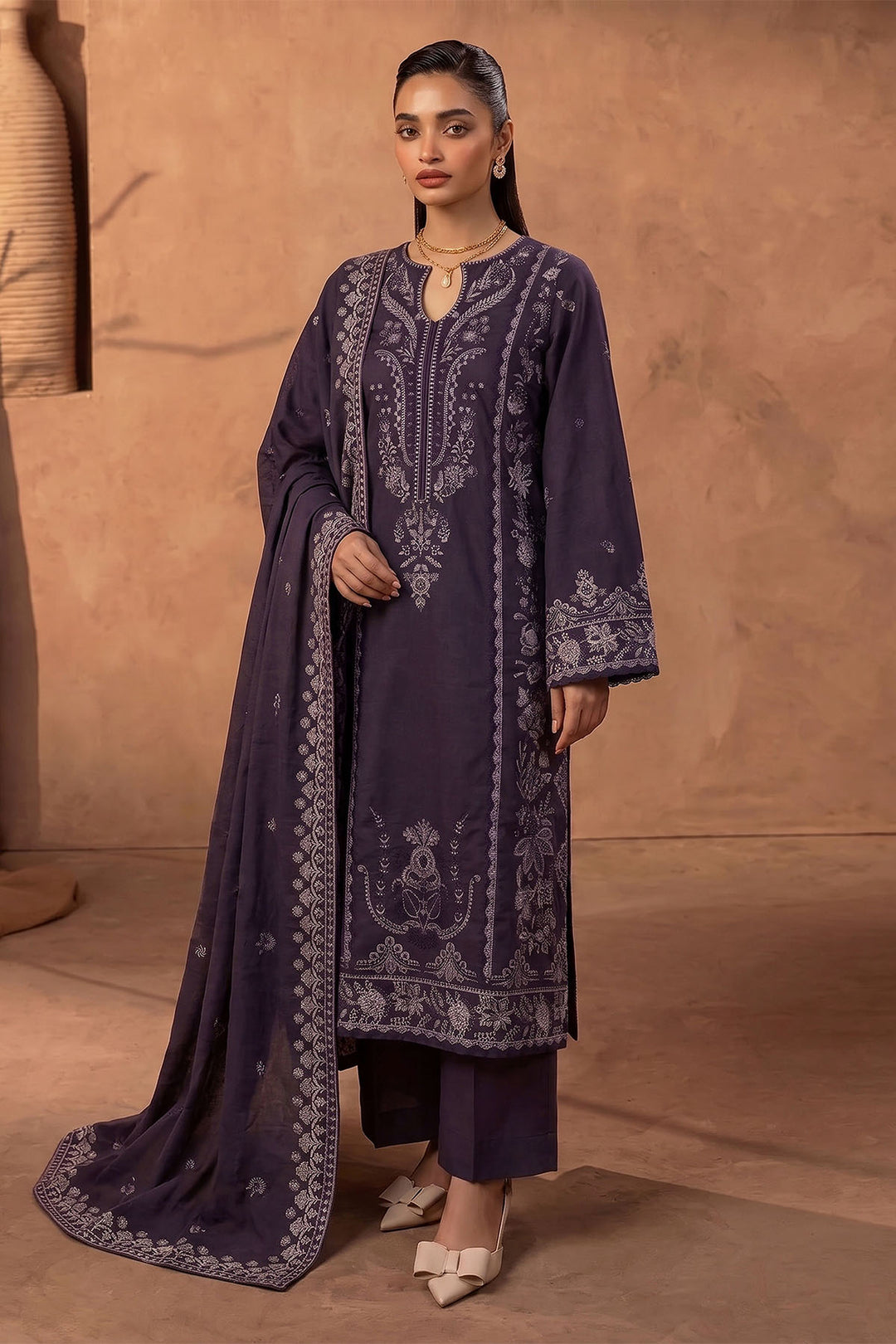 6279-MIZNA EMBROIDERED KHADDAR STITCHED