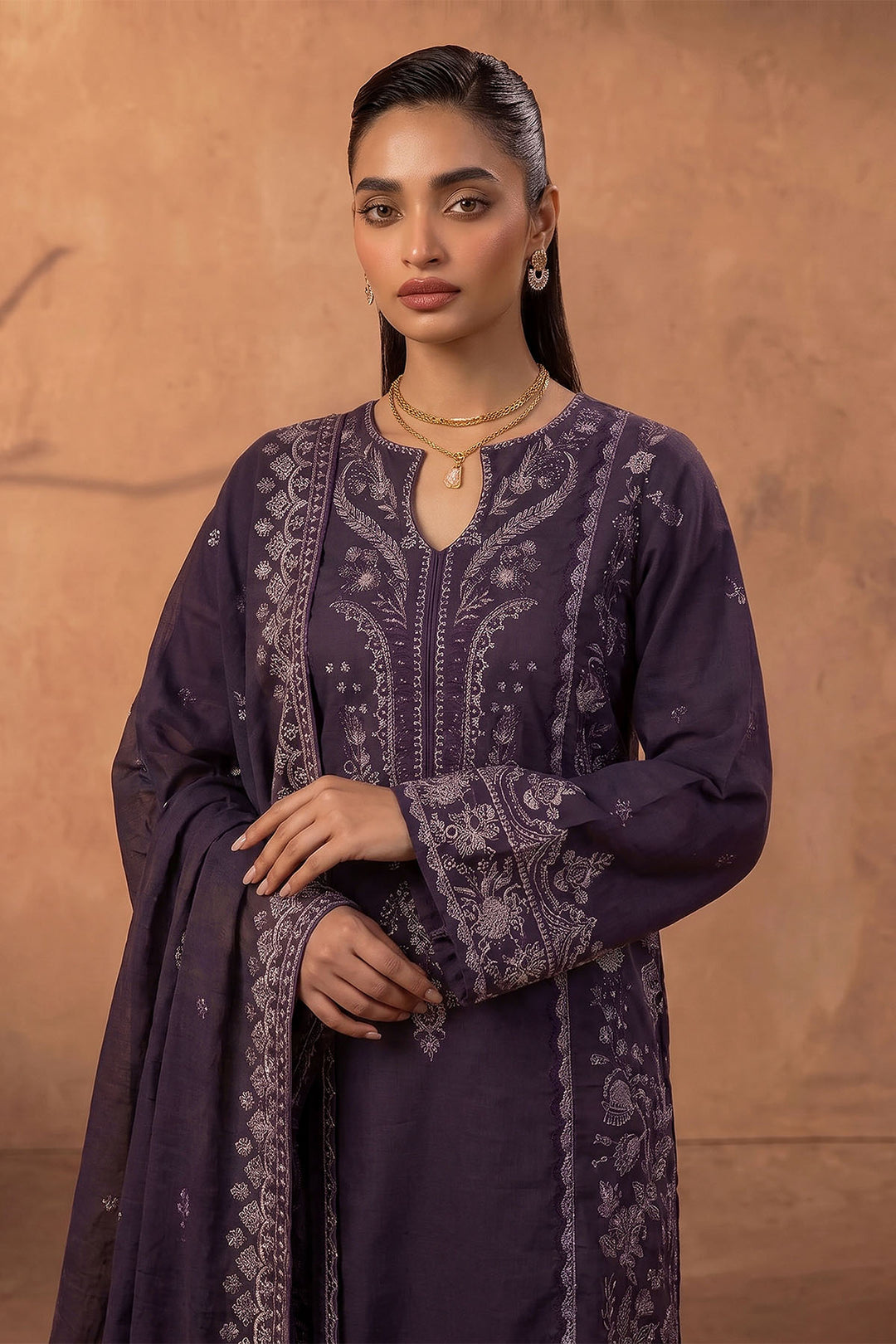 6279-MIZNA EMBROIDERED KHADDAR STITCHED