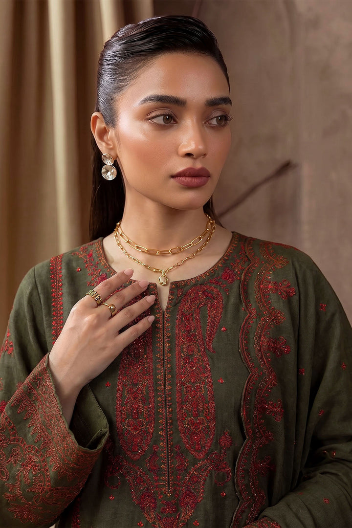 6280-YASHAL EMBROIDERED KHADDAR STITCHED