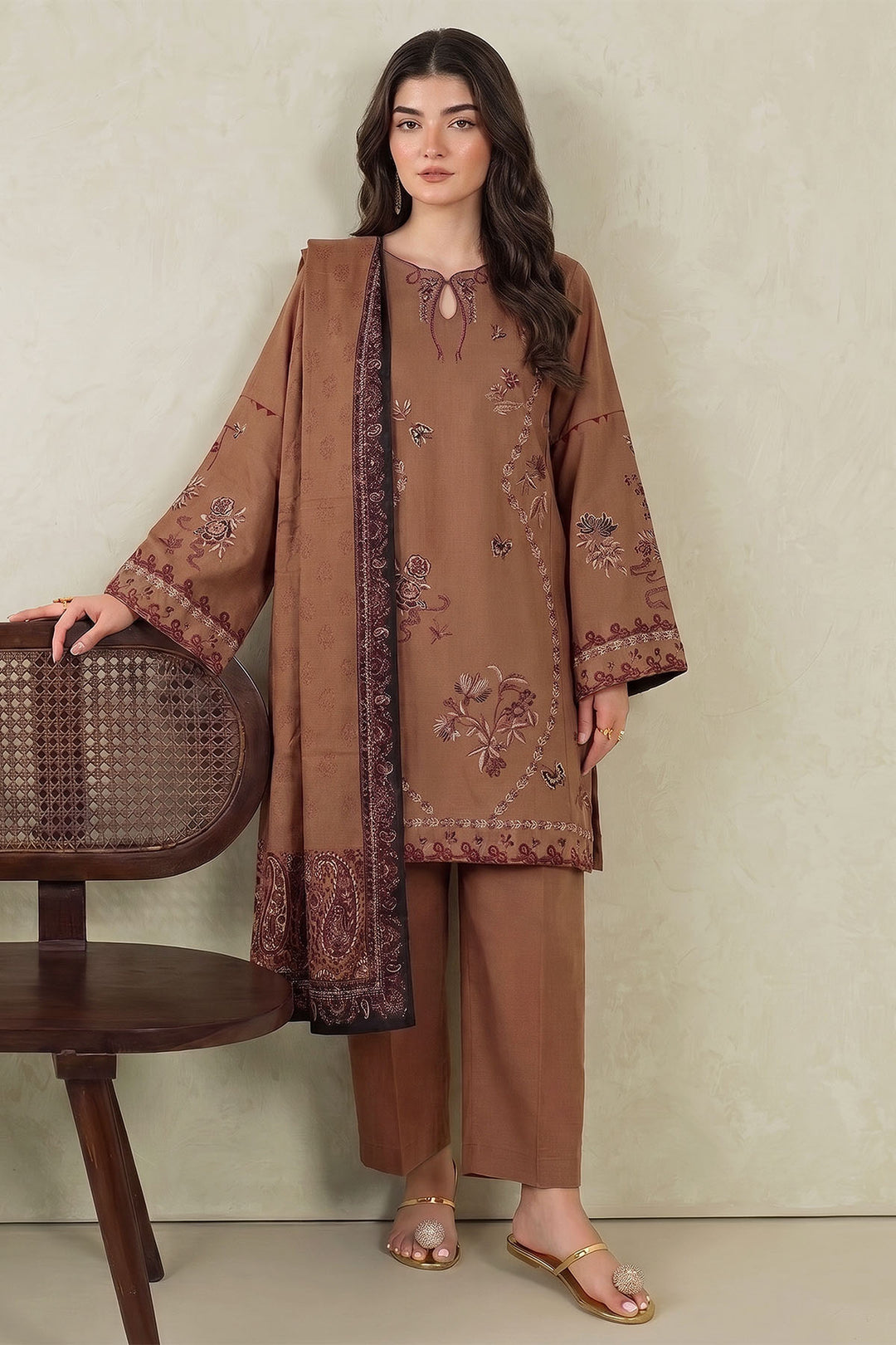 6285-NELIA EMBROIDERED KHADDAR UNSTITCHED