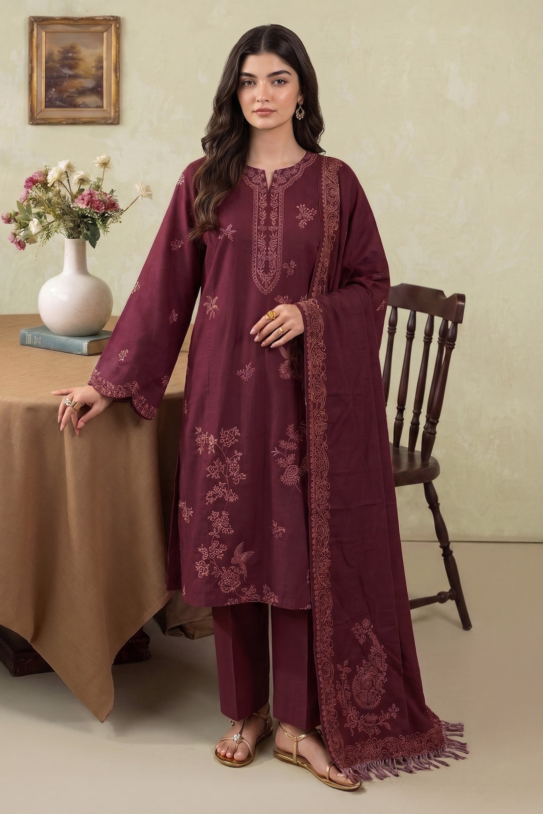 6286-YUNA EMBROIDERED KHADDAR STITCHED