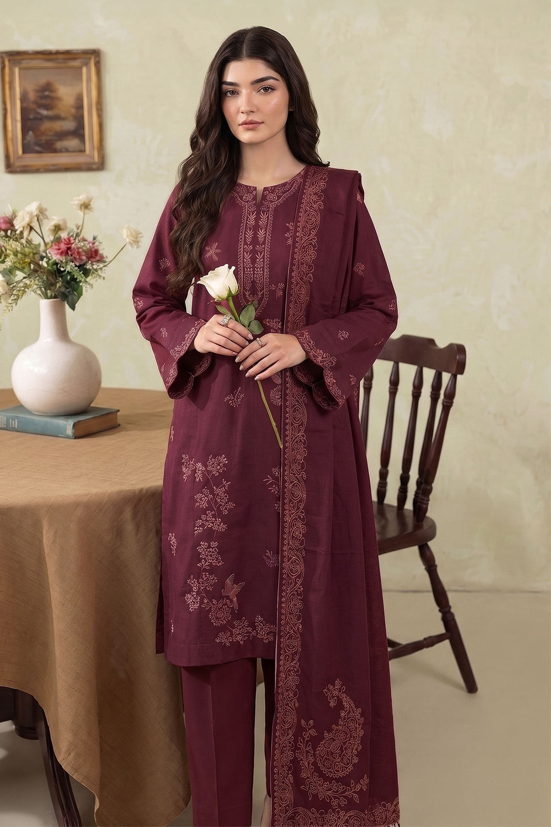 6286-YUNA EMBROIDERED KHADDAR STITCHED