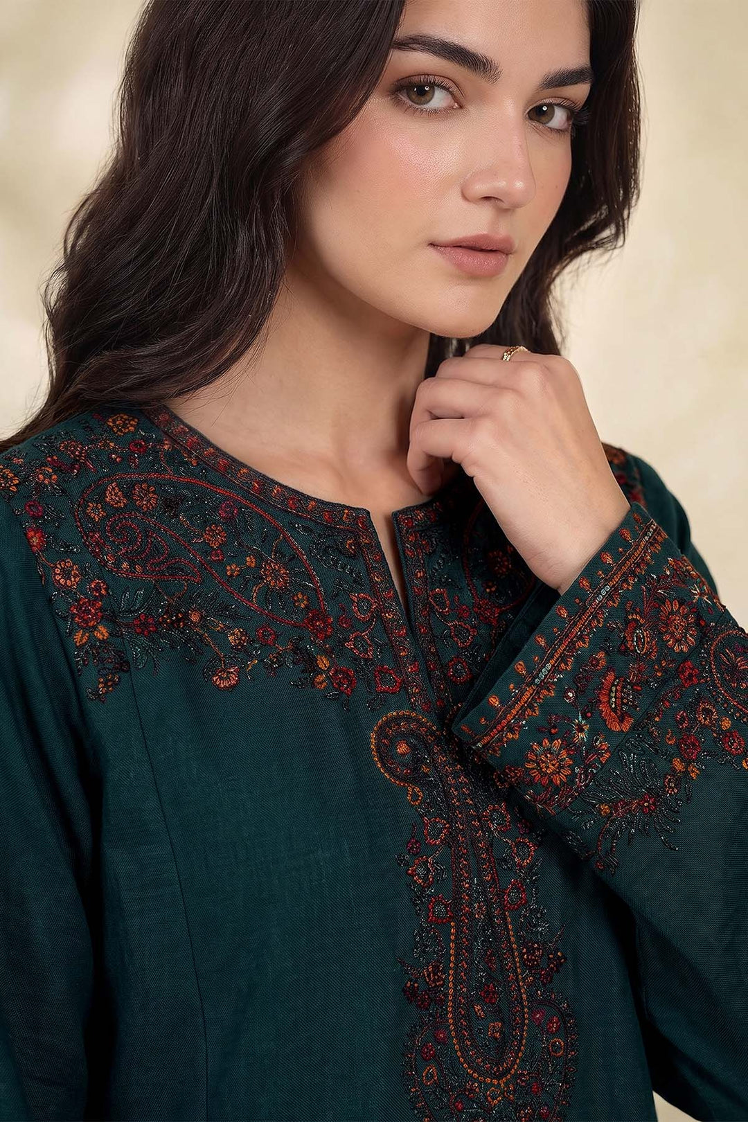 6287-FEYA EMBROIDERED KHADDAR STITCHED
