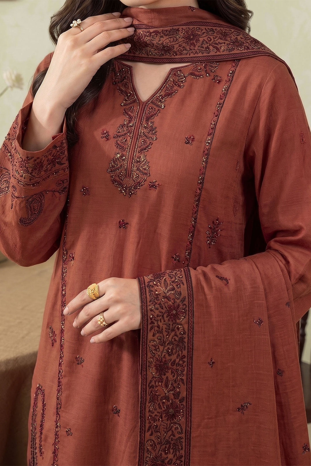 6288-DEYA EMBROIDERED KHADDAR STITCHED
