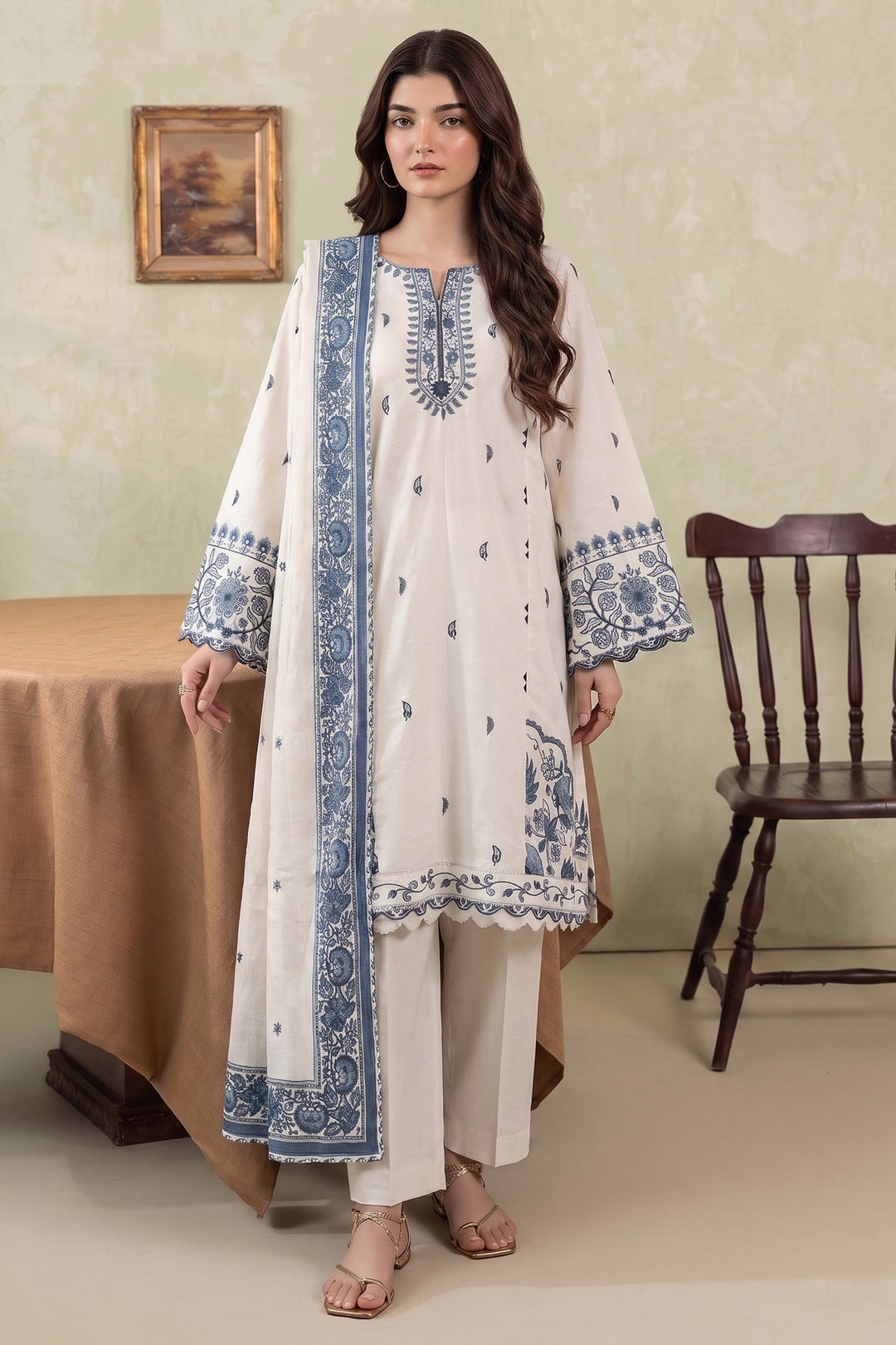 6292-PARI EMBROIDERED KHADDAR STITCHED