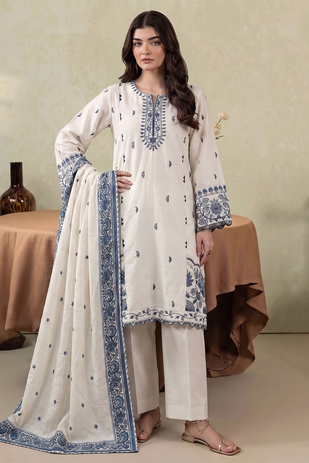 6292-PARI EMBROIDERED KHADDAR STITCHED