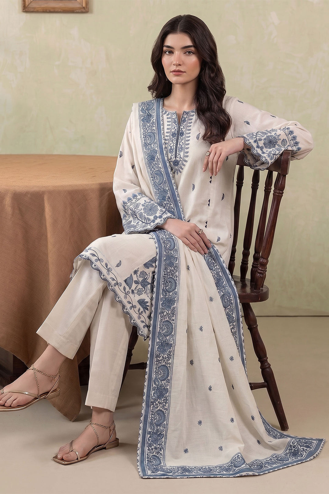 6292-PARI EMBROIDERED KHADDAR STITCHED