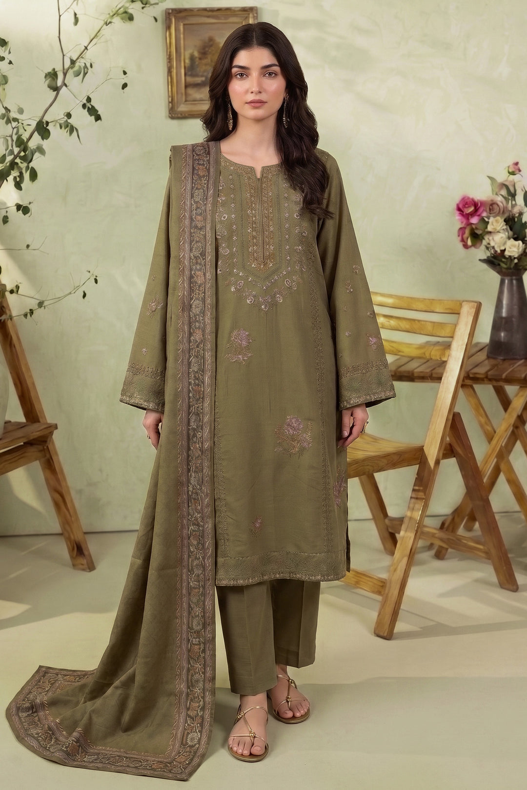 6293-NYLA EMBROIDERED KHADDAR UNSTITCHED
