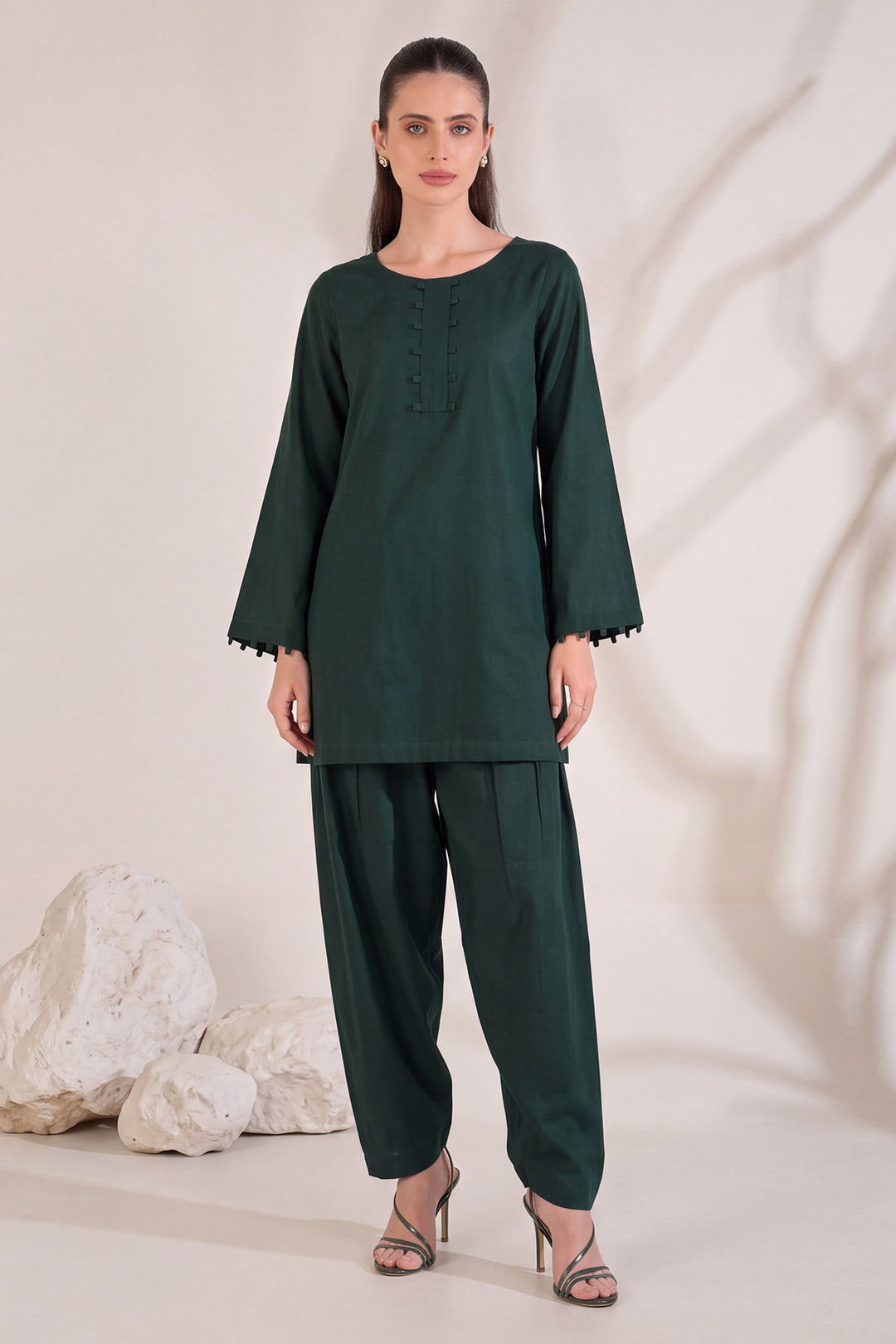 6323-FATEEN EMBROIDERED KHADDAR STITCHED