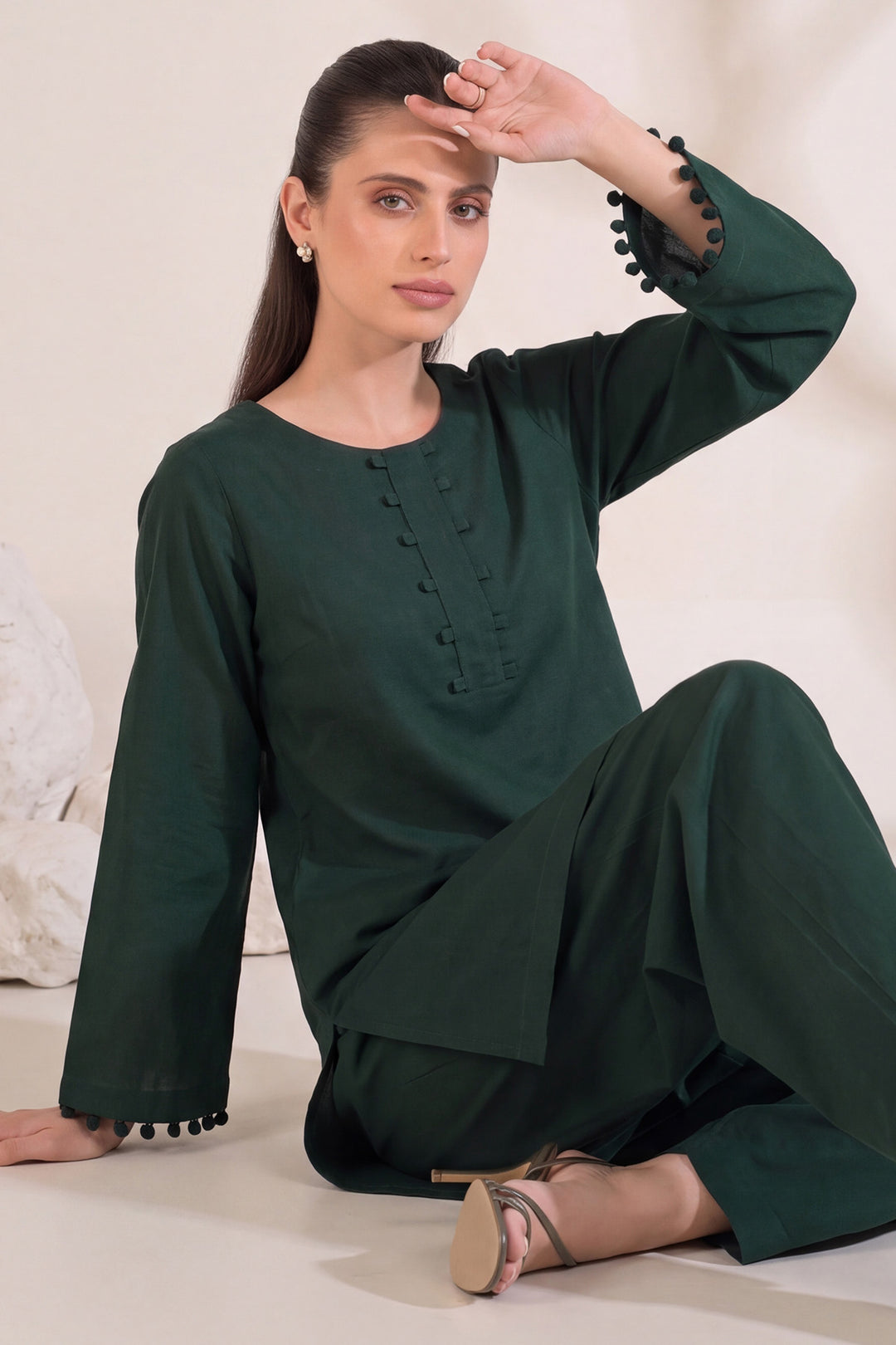 6323-FATEEN EMBROIDERED KHADDAR STITCHED