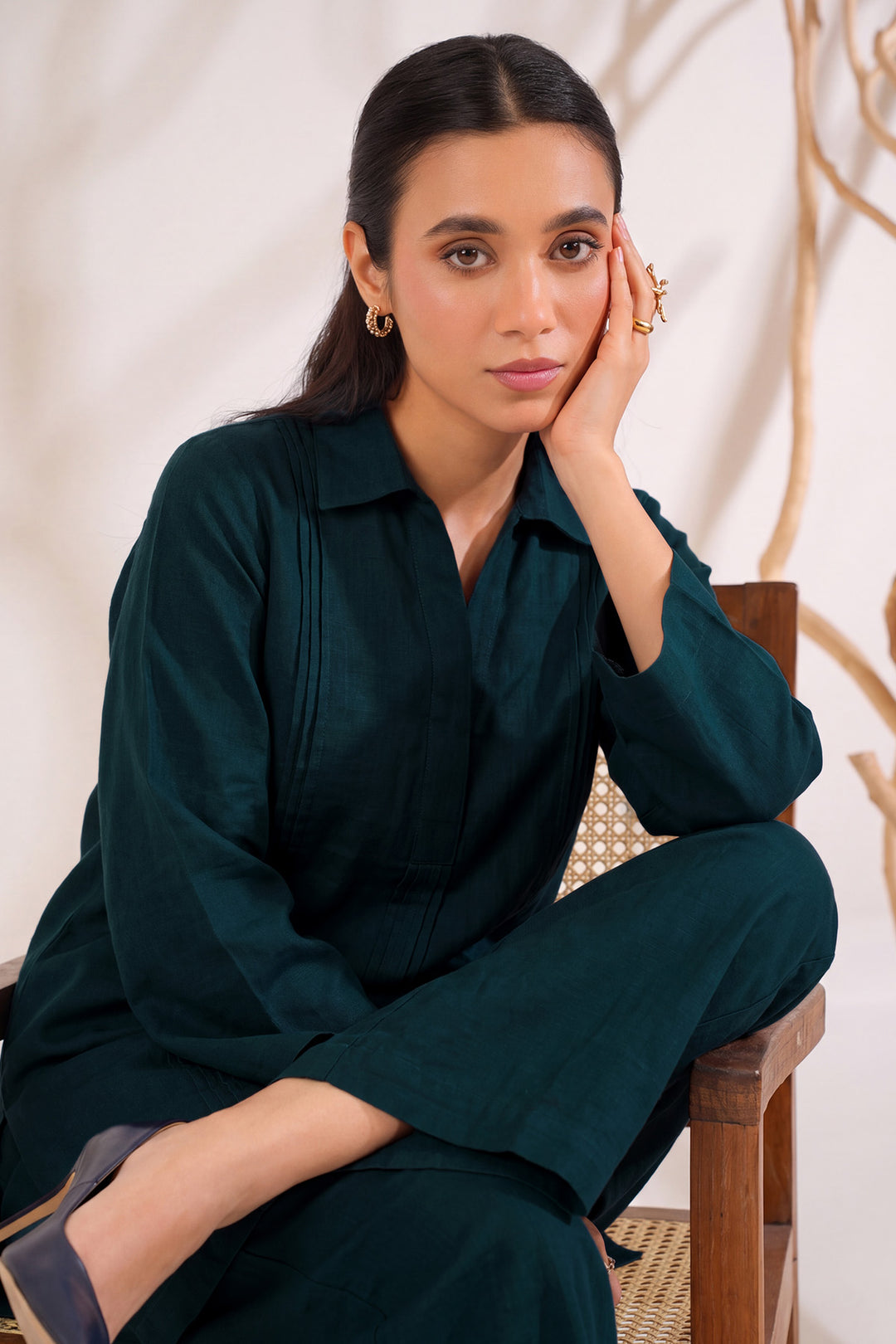 6327-IRAAYA EMBROIDERED KHADDAR STITCHED