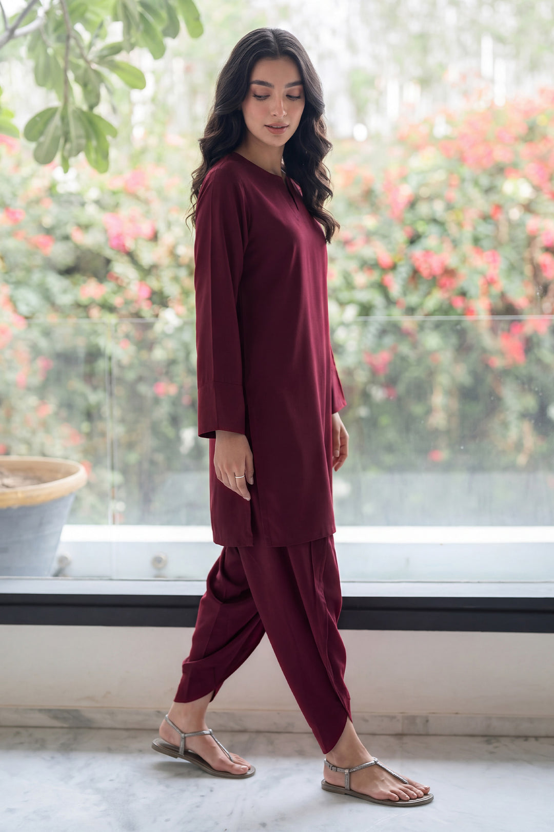 6336-HAZEL DYED GEORGETTE STITCHED