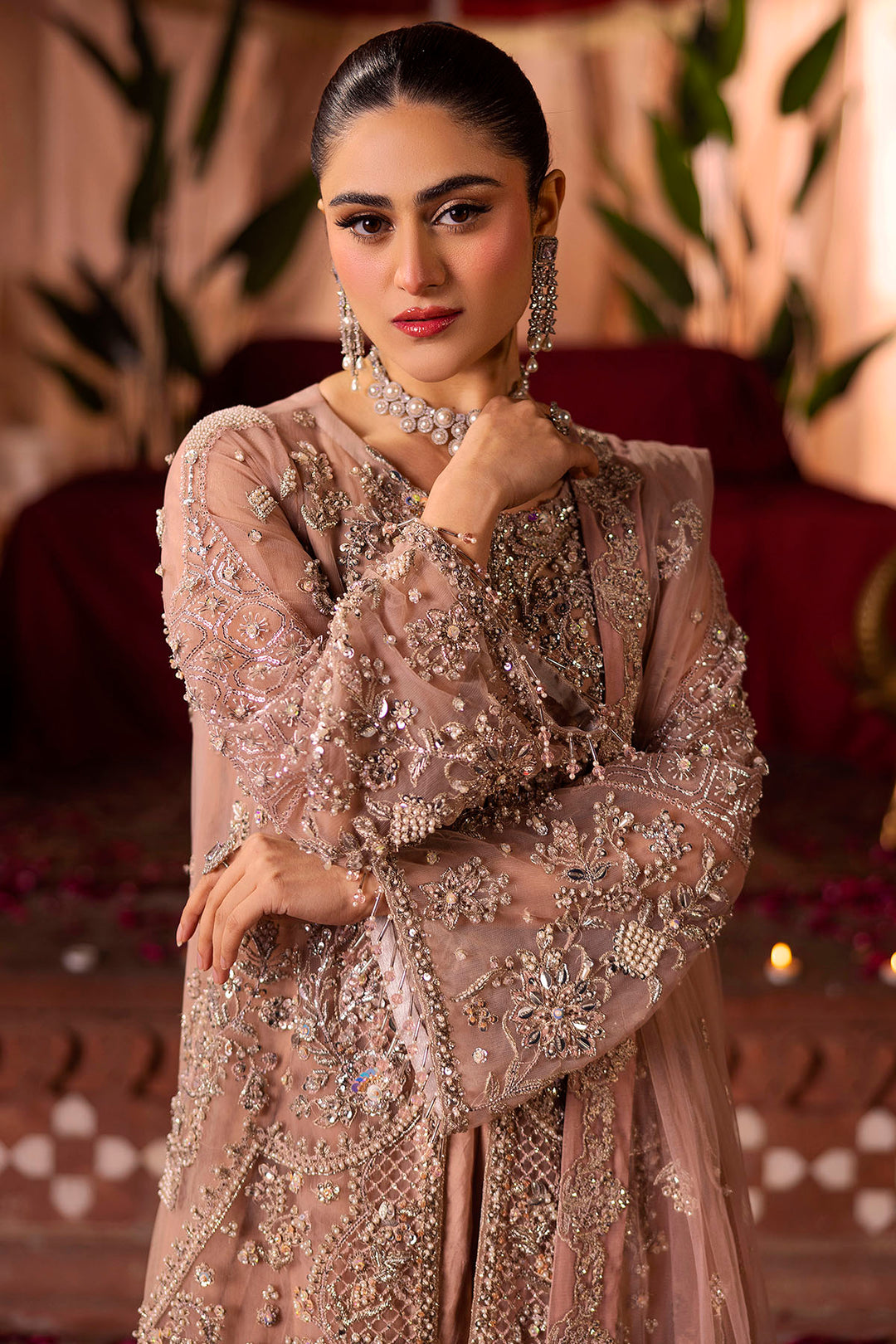0011-REEM EMBROIDERED SILK NET STITCHED