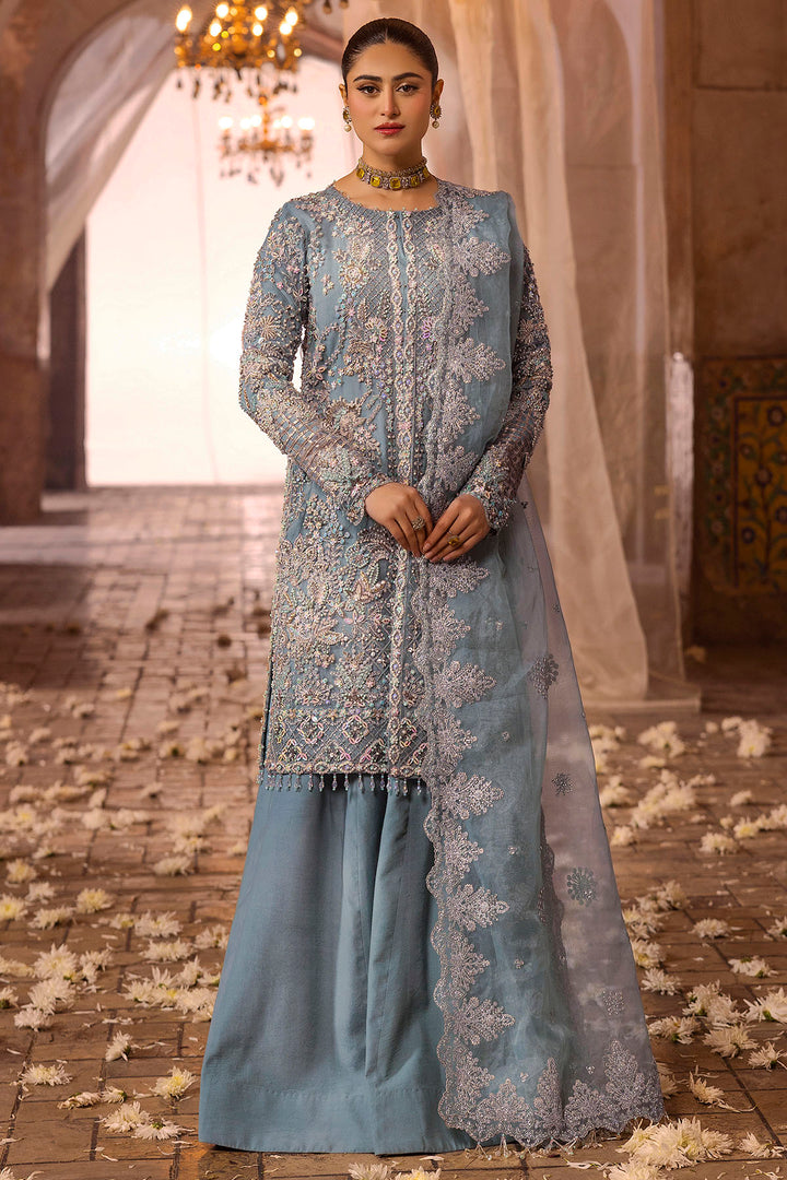 0014-FIROZEH EMBROIDERED ORGANZA STITCHED