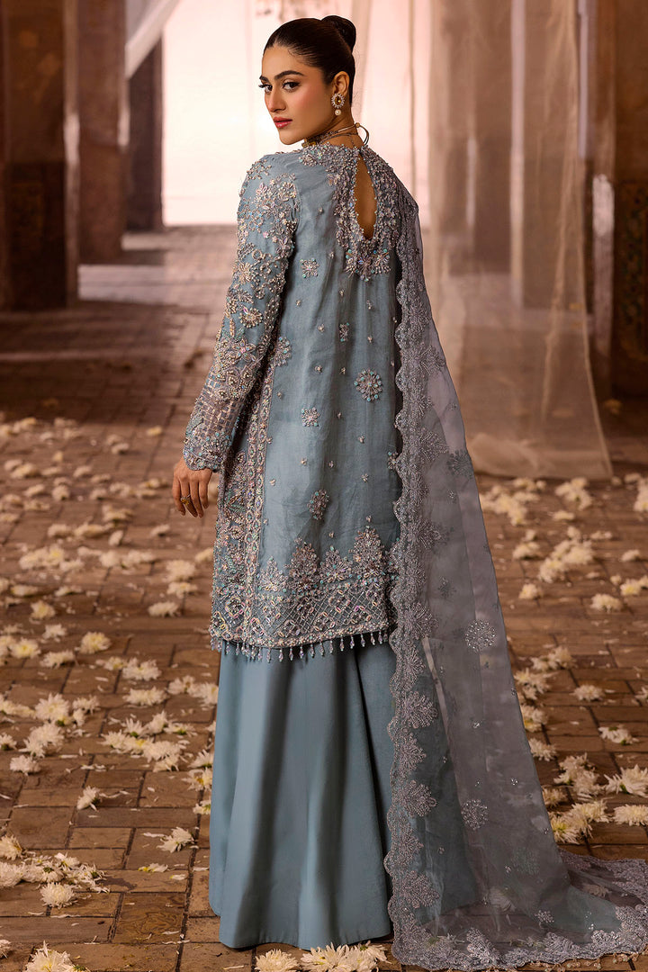 0014-FIROZEH EMBROIDERED ORGANZA STITCHED