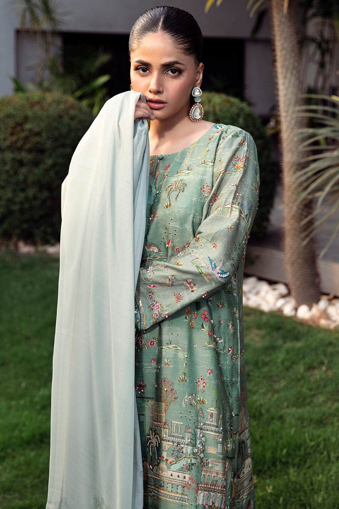 0025-ENCHANTED-CHARM DIGITAL PRINTED COTTON SILK STITCHED