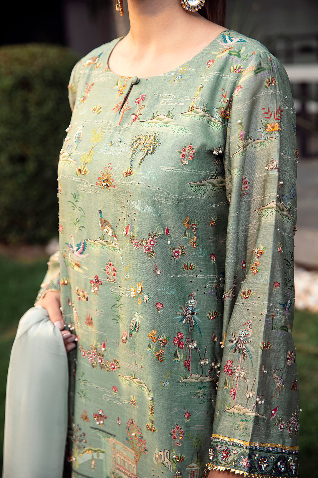 0025-ENCHANTED-CHARM DIGITAL PRINTED COTTON SILK STITCHED