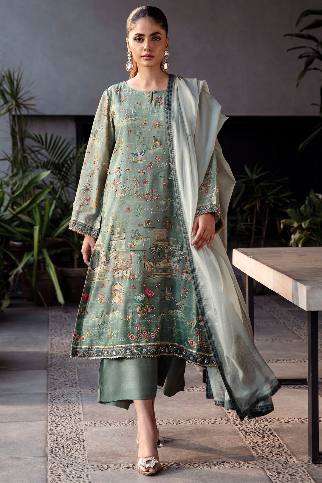 0025-ENCHANTED-CHARM DIGITAL PRINTED COTTON SILK STITCHED