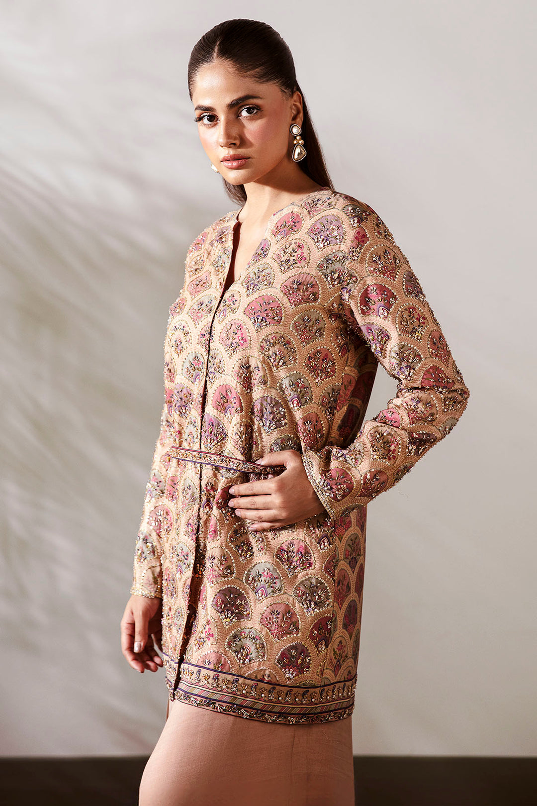 0031-SECRET-GARDEN DIGITAL PRINTED COTTON SILK STITCHED