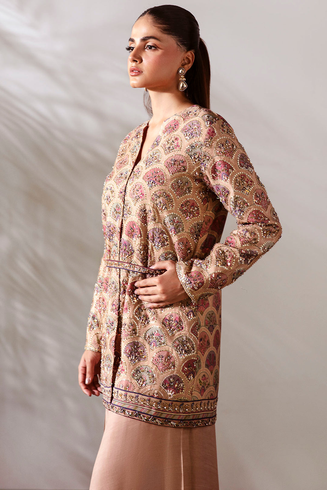 0031-SECRET-GARDEN DIGITAL PRINTED COTTON SILK STITCHED