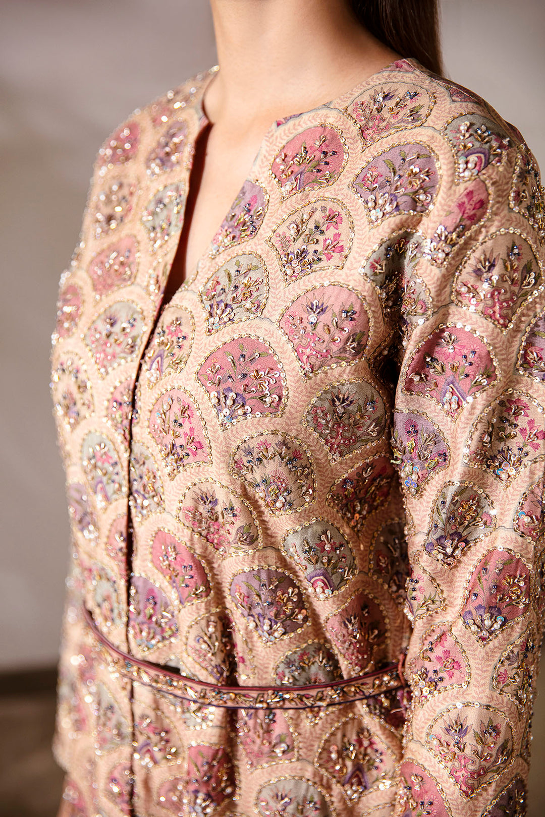 0031-SECRET-GARDEN DIGITAL PRINTED COTTON SILK STITCHED