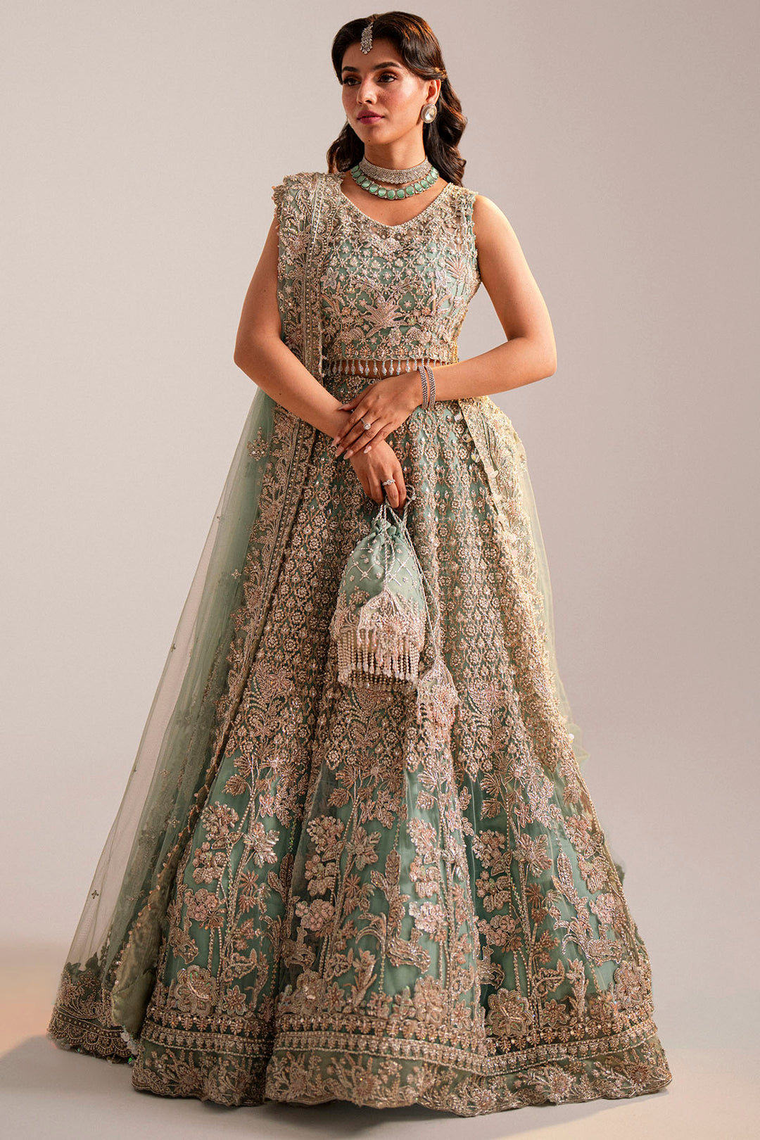 0034-JAHAN-ARA EMBROIDERED SILK NET STITCHED