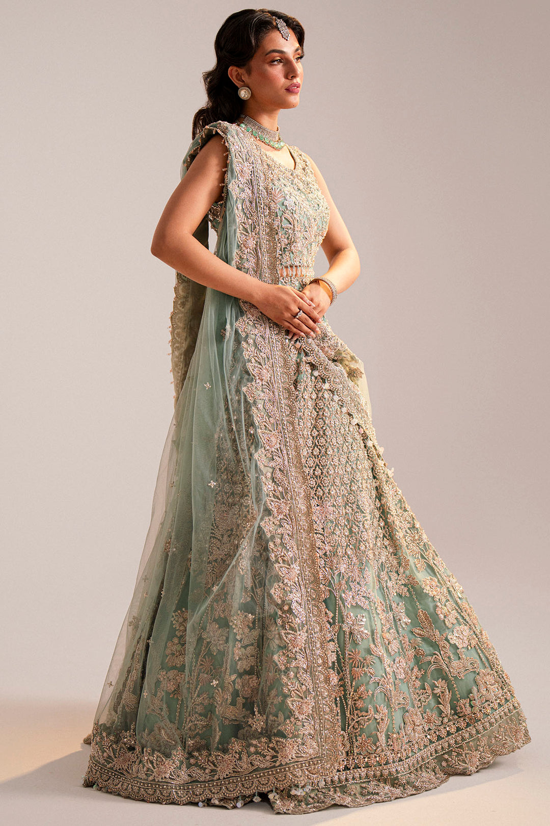 0034-JAHAN-ARA EMBROIDERED SILK NET STITCHED