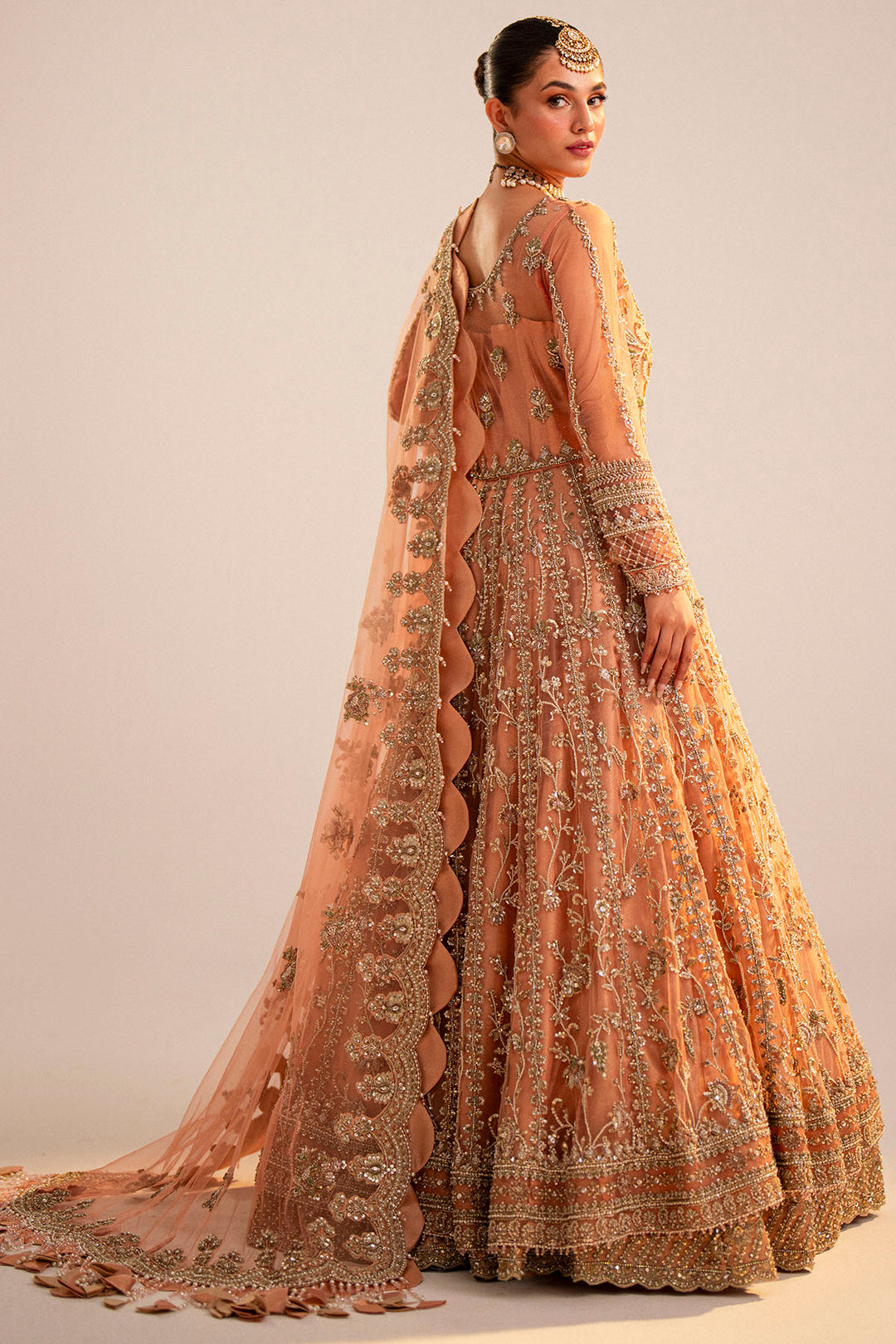 0035-ANARKALI EMBROIDERED SILK NET STITCHED