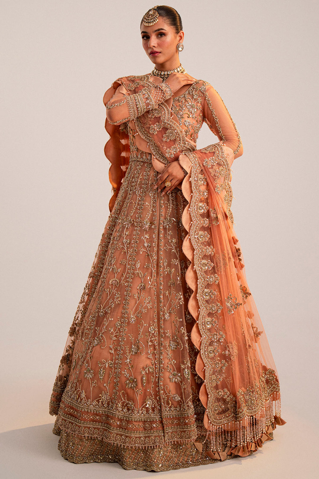 0035-ANARKALI EMBROIDERED SILK NET STITCHED